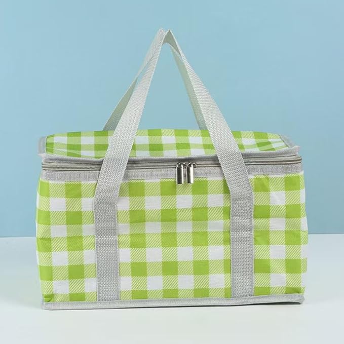 Insulated Picnic Bag Cooler Reusable, Beach Bag Cooler Bags with Zippered Top - Insulated Bag for Hot or Cold,Picnic Basket Collapsible, Picnic,Beach, Outdoor (13.8x7.9x7.9 in)