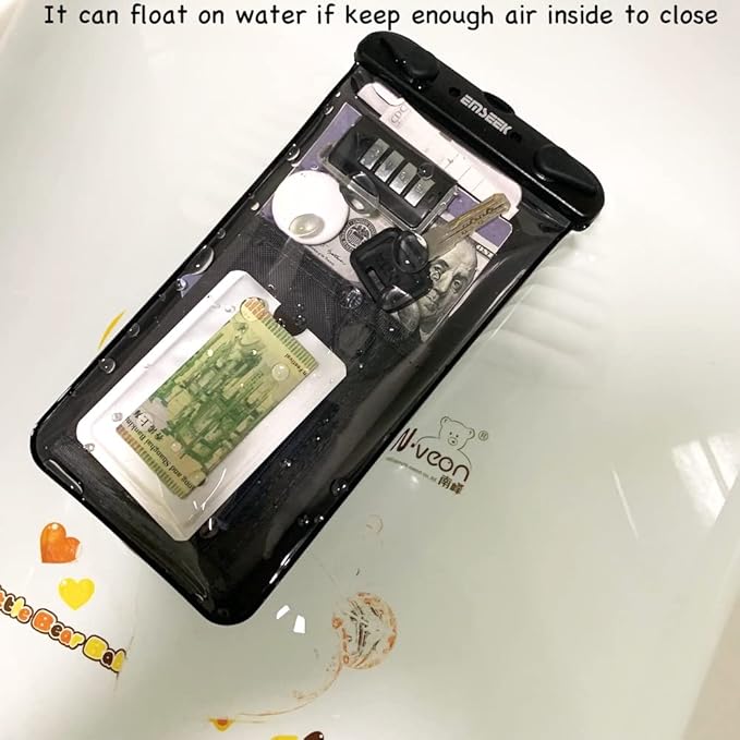 Waterproof Boarding Pass Bag Passport Holder Travel Organizer Wallet Waterproof Pouch Dry Case for Phone Car Key Fob Walkie Talkie Credit Vaccine Card Cash ID(Black)