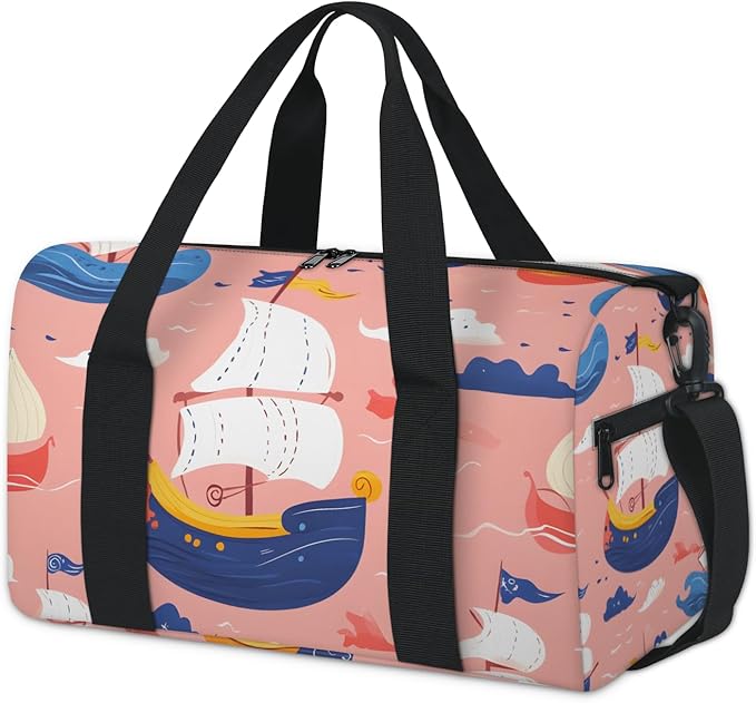 Ocean Ships Pink Overnight Travel Bag Unisex Carry-On Size Tote Bag Suitable for Travel Duffle Gym Sports