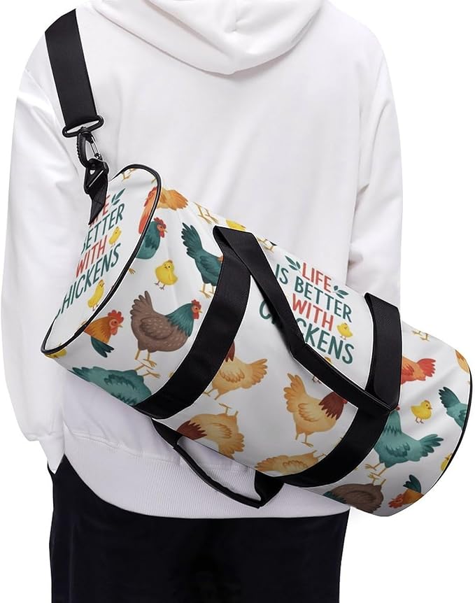 Weekender Carry on Beach Yoga Overnight Luggage Bag Life Is Better with Chicken Rooster Gym Sports Duffle Bag Dance Gymnastics Bags