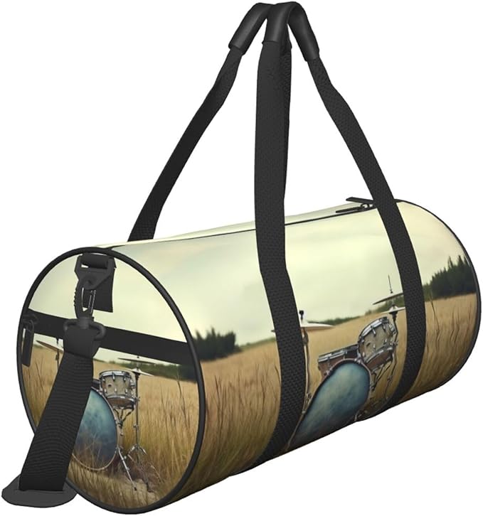 Music Drum in Field Sports Gym Bag for Women Men Travel Duffel Bag Tote Weekender Bag Canvas Carry on Overnight Bag for Travel Swimming Fitness Workout Sports Duffle Bag