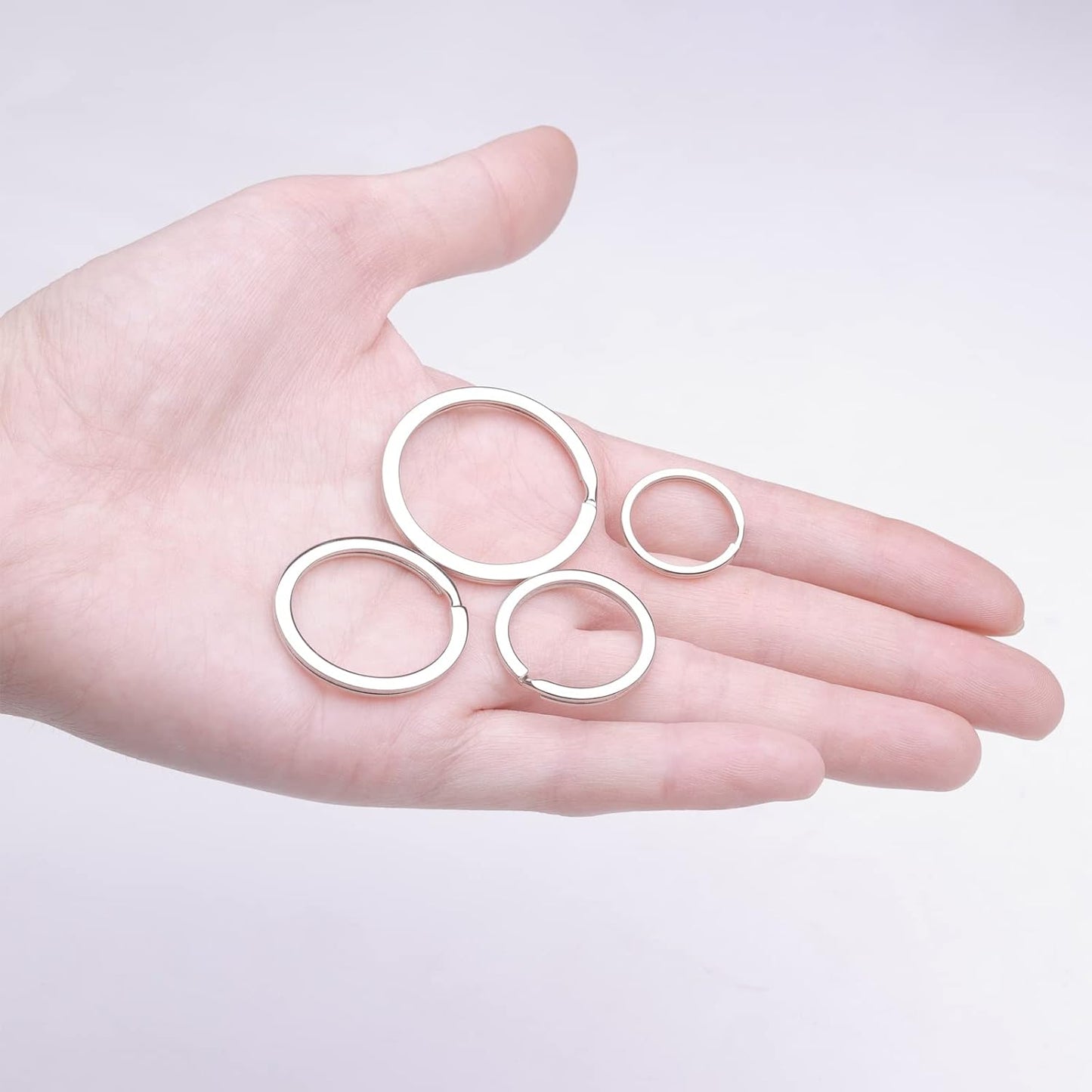 40 Pack Key Ring Keychain Mix 4 Sizes Silver Metal Flat Split Key Chains Rings for Home Car Dog Tag Office Lanyards Keys Attachment