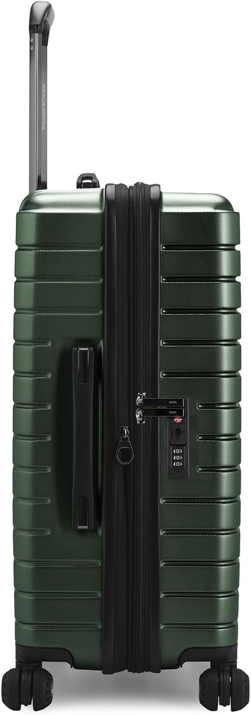 Traveler's Choice Archer Polycarbonate Expandable Luggage with Spinner Wheels, Green, Checked 26-Inch