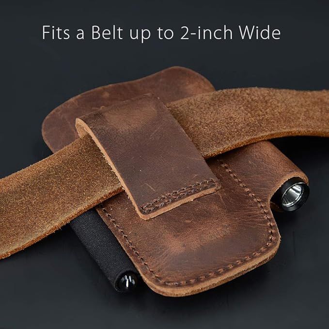 diodrio EDC Leather Knife Sheath Organizer Pouch with Pen Loop, Full Grain Leather, Chestnut
