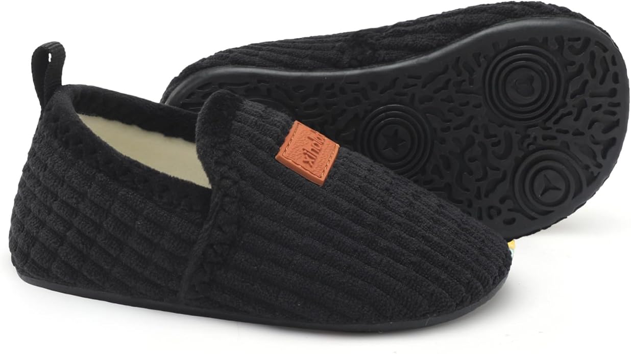 XIHALOOK Toddler Boys Girls House Slippers with Microfleece Lining Cozy Household Shoes Non-slip for Kids