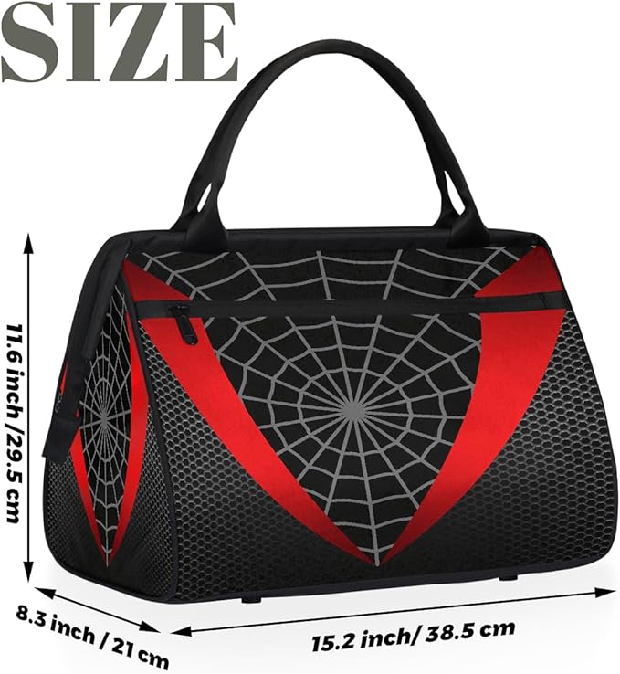Sports Duffel Bags for Kids - Carry On Travel Gym Bag Waterproof Workout Shoulder Tote for Boys Girls Weekender Overnight Duffel for Swim Dance Camp(Spider Web)