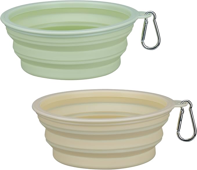 Collapsible Dog Bowls 2-Pack, 22OZ Silicone Large Breed Water & Food Bowls, Portable Pet Bowls with Hook for Travel, Meet Needs in Different Scenarios,Pet Essentials