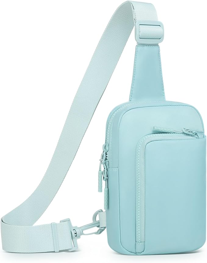 Mini Sling Bag for Men Women, Small Travel Fanny Packs Crossbody Anti Theft Reversible Nylon Chest Bag for Running Hiking (Blue)