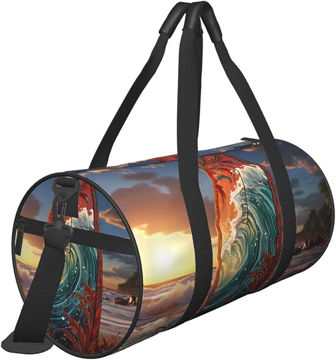 Colorful surfboard Sports Gym Bag for Women Men Travel Duffel Bag Tote Weekender Bag Canvas Carry on Overnight Bag for Travel Swimming Fitness Workout Sports Duffle Bag