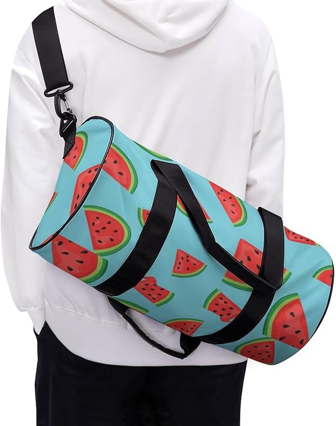 Unisex Foldable Gym Bag Watermelon Blue (2) Lightweight Travel Sports Bag Workout Yoga Dance Bags Overnight Weekender Bags