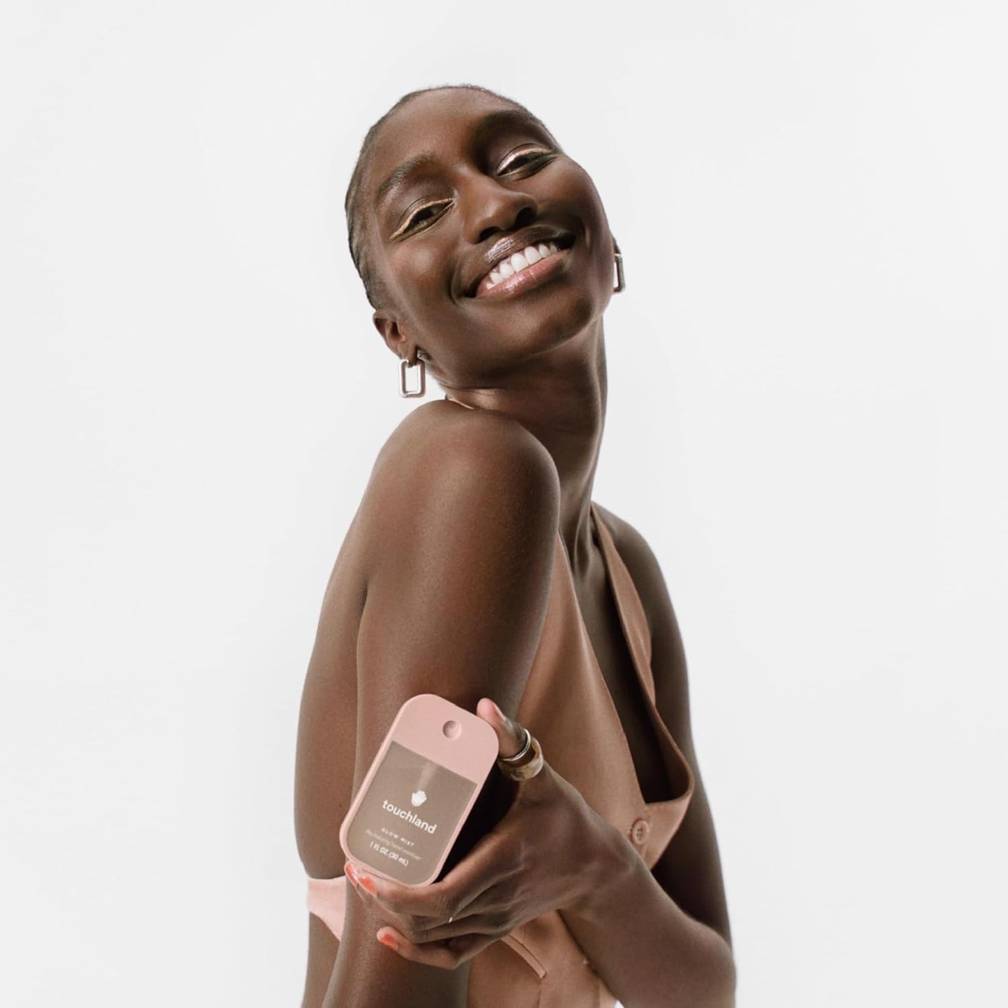 Touchland Glow Mist Revitalizing Hand Sanitizer Spray, Rosewater scented, 1FL. OZ. Travel Size