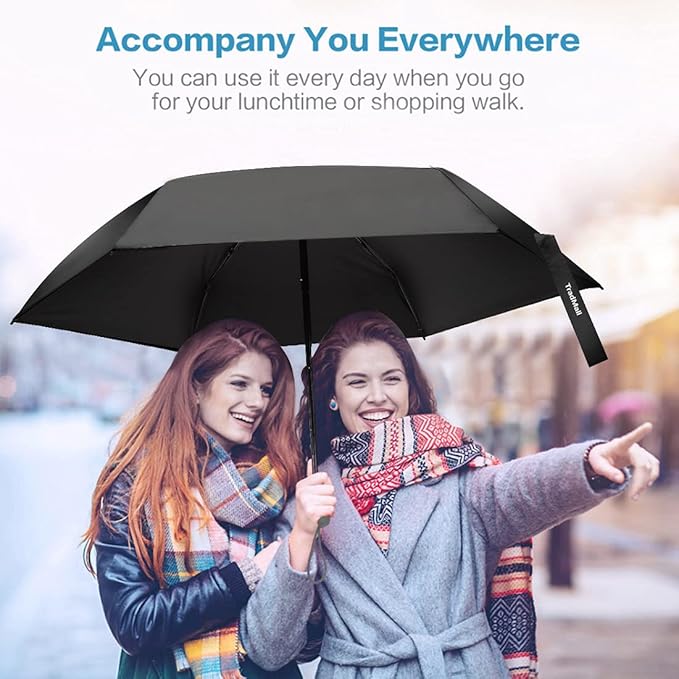 TradMall Mini Travel Umbrella, Portable Lightweight Compact Parasol with 95% UV Protection for Sun & Rain