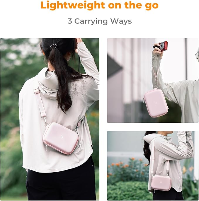 K&F CONCEPT Digital Small Camera Case, Compact Waterproof Small Camera Bag, Lightweight Camera Sling Bag for CCD/Sony DSCW800/DSCW830/Canon PowerShot - Pink