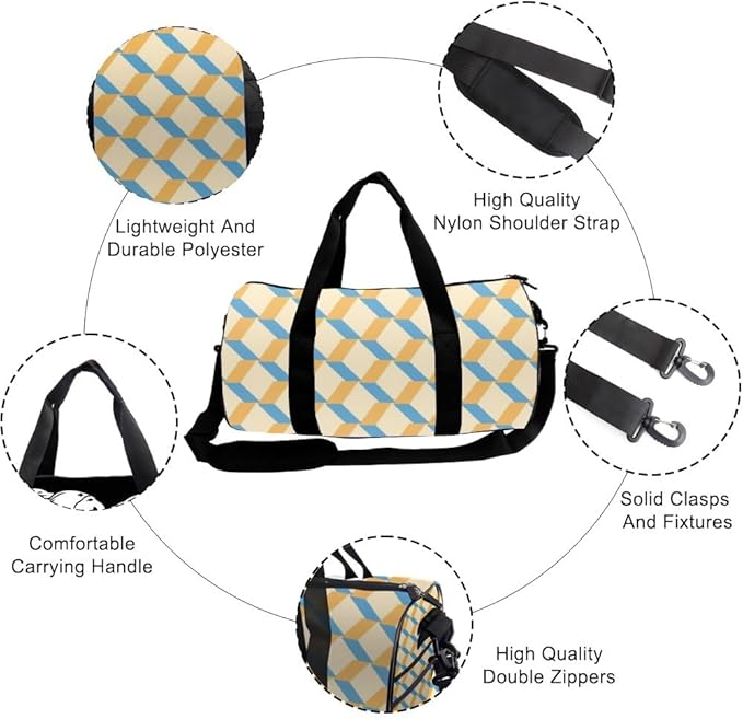 Checker Design Packable Gym Duffle Bag For Men Women Oxford Tote Bags Adjustable Shoulder Strap, Convertible Carry Backpack Cute Duffel Bag For Pilates Training Gym Must Haves Woman