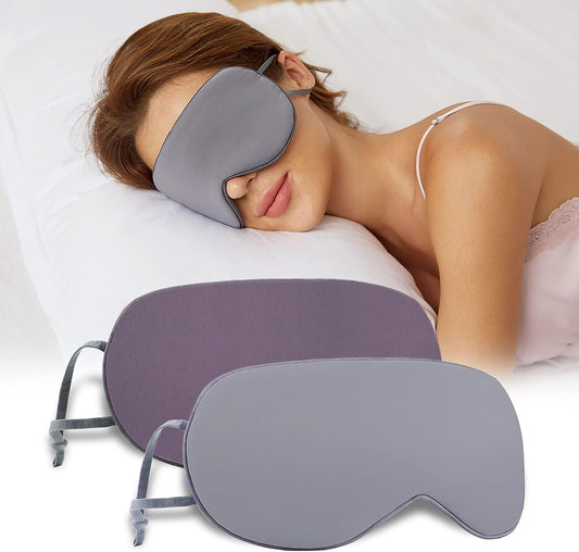 Sleeping Mask 2 Pack, Warm, Cool Double-Sided Use of Sleep Mask, Super Soft Blindfold with Adjustable Strap, Block Out Light, Comfort Sleep Eye Mask for Travel Meditation Nap