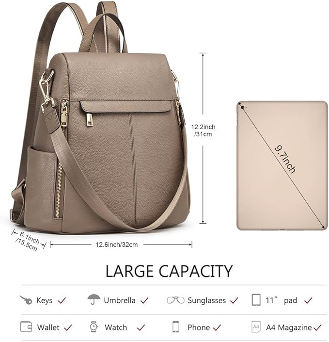 Kattee Women's Anti-Theft Backpack Purse Genuine Leather Shoulder Bag Fashion Ladies Satchel Bags