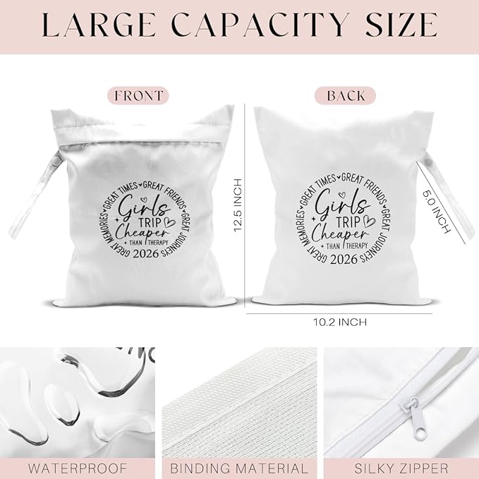 2Pcs Girls Trip Gifts Wet Dry Bag, Beach Bag Wet Bag Favors, Sunscreen Aloha Bags Swimsuit Toiletry Travel Essentials For Women, Beach Travel Laundry bags for Dirty Diaper Swimsuit Gifts