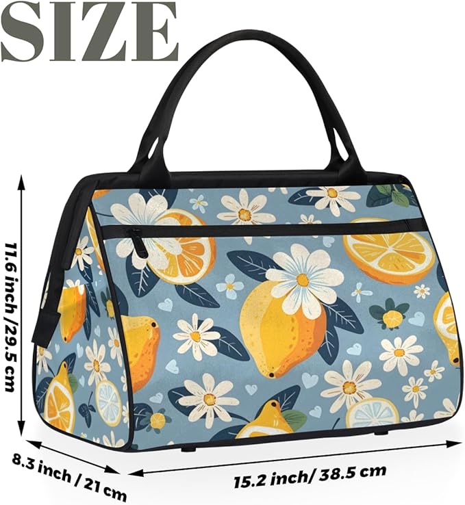 Lemon Overnight Weekender Bag for Women Men Travel Duffel Bags Waterproof Luggage Carry on Sports Yoga Gym Bag