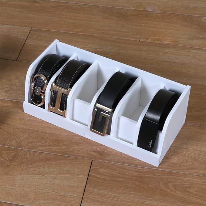 Mollytek Wooden Belt Organizer, Belt Storage Holder, Belt Container, Belt Display Case Box Organizer for Retail Store 6 Grids Belt Rack (6 Grids)