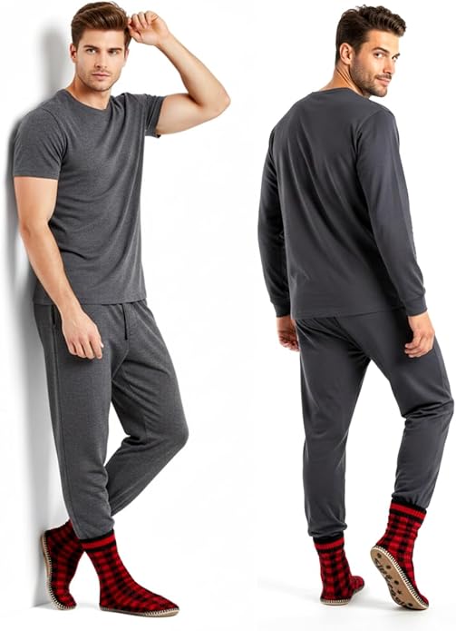 Cozylook Mens Slipper Socks Fleece Lined Non-slip Soles, Winter Soft Thick Cozy Home Boots, Warm Fuzzy House Shoes Indoor