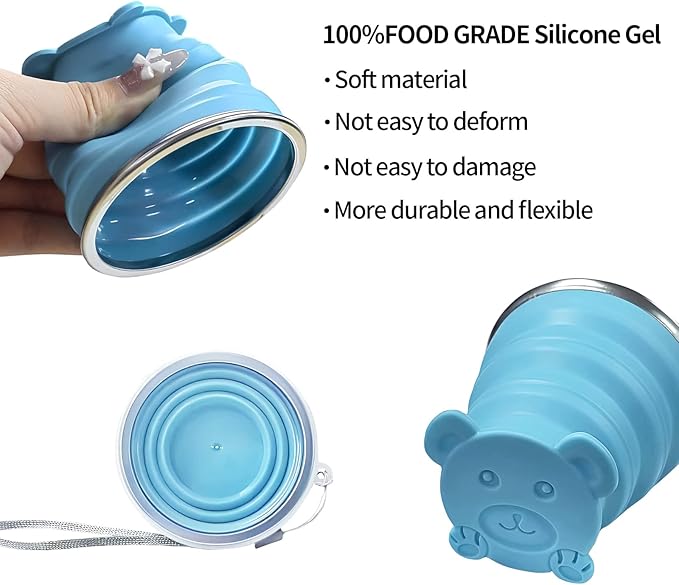 Collapsible Cup - Small Silicone FoldableCup-Expandable Folding Drinking Cups -Reusable Portable Mugs-Cup For Travel, Camping, Hiking, Survival, Picnic, Beach, Holiday Vacation, Outdoor Sports