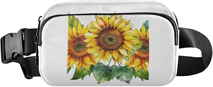 Sunflower Green Leaves Fanny Pack for Women Men Water Resistant Fashion Waist Packs with Adjustable Strap Belt Bag for Travel Workout Jogging Hiking 21218814