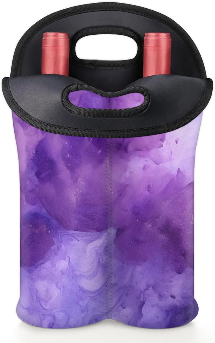 Wine Carrier Tote Personalized Bag for 2 Bottles - Neoprene Wine Bottle Holder with Carry Handle, Wine Protective Bag Insulated Bag Beer Cans Water Bottle Holder for Travel Picnic,Style9
