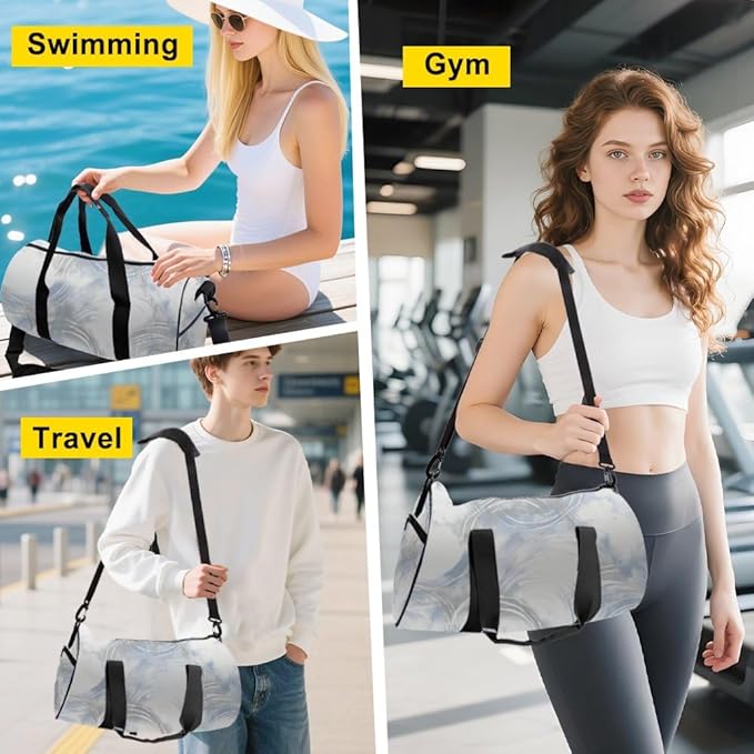 Stylish Curved Brushstroke Design Waterproof Duffle Bags For Men Women Oxford Tote Bags Adjustable Shoulder Strap, Convertible Carry Backpack Gym Bag Cute For Camping Yoga Gym Backpack