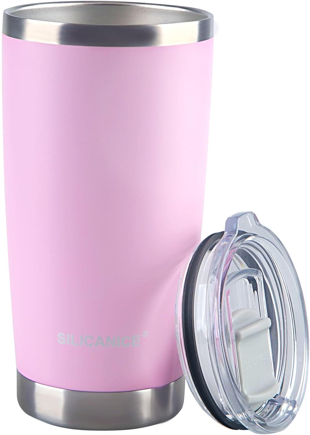 Pink 20oz Tumbler With Lid,Cute Vacuum Insulated Stainless Steel Water Bottle, Spillproof Double-Wall Thermal Iced Coffee Cup for School/Gym, BPA-Free & Dishwasher Safe,Women,Mum,Girls,Metal