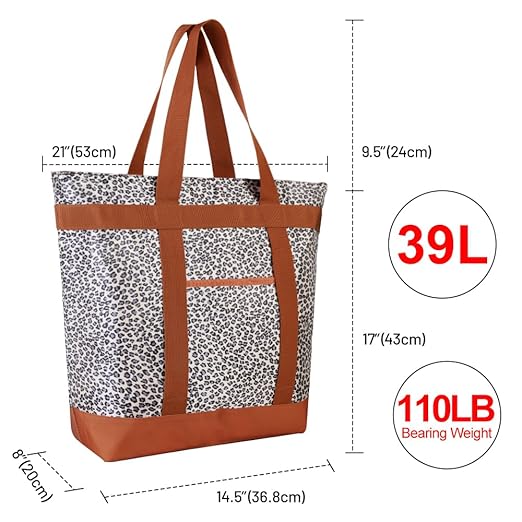 CIVJET 2Pk Insulated Reusable Tote Bag for Grocery Shopping for Women/Men, Pizza/Food Delivery Bag to Keep Food Cold/Hot for Professional Catering, Cooler Bags for Travel/Beach/Picnic, Cow Print