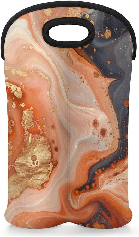 Wine Carrier Tote Personalized Bag for 2 Bottles - Neoprene Wine Bottle Holder with Carry Handle, Wine Protective Bag Insulated Bag Beer Cans Water Bottle Holder for Travel Picnic,Style14