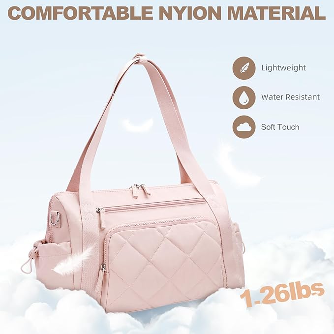 SYTRAH Gym Bag for Women, Duffle Weekender Bags for Travel, Lightweight Weekender Tote with Wet Pocket for Sports, Workout and Dance Pink