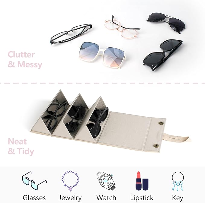 Sunglasses Travel Case,Foldable Eyeglasses Case, Portable Multiple Glasses Case for Women Men Girls