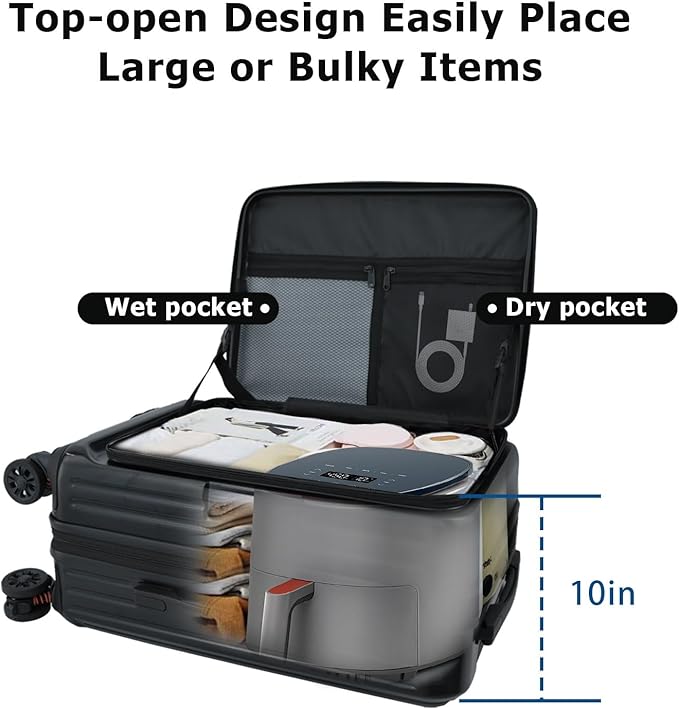 Carry on Suitcases with Wheels, 20 inch Carry on Luggage 22x14x9 Airline Approved, Hard Shell Top-open Design Luggage with Spinner wheels, Expandable Suitcase with YKK zipper and 3-Year Warranty.