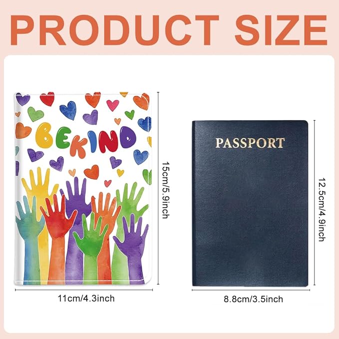 PU Leather Passport Holder Cover 5.9×4.3 Inch with Credit Card Slot and Boarding Pass Slot Combo Blocking Passport Holder Wallet Cover Case for Travel Boarding Essentials (Be Kind)