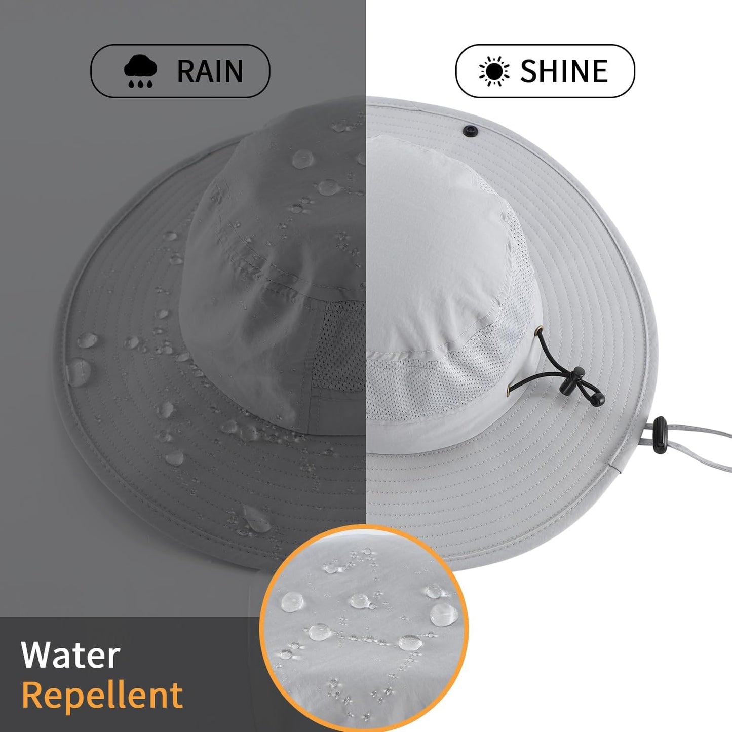 Home Prefer UPF50+ Mens Sun Hat Wide Brim Womens UV Protection Beach Bucket Hat for Fishing Hiking Snap Up Cowboy Hat