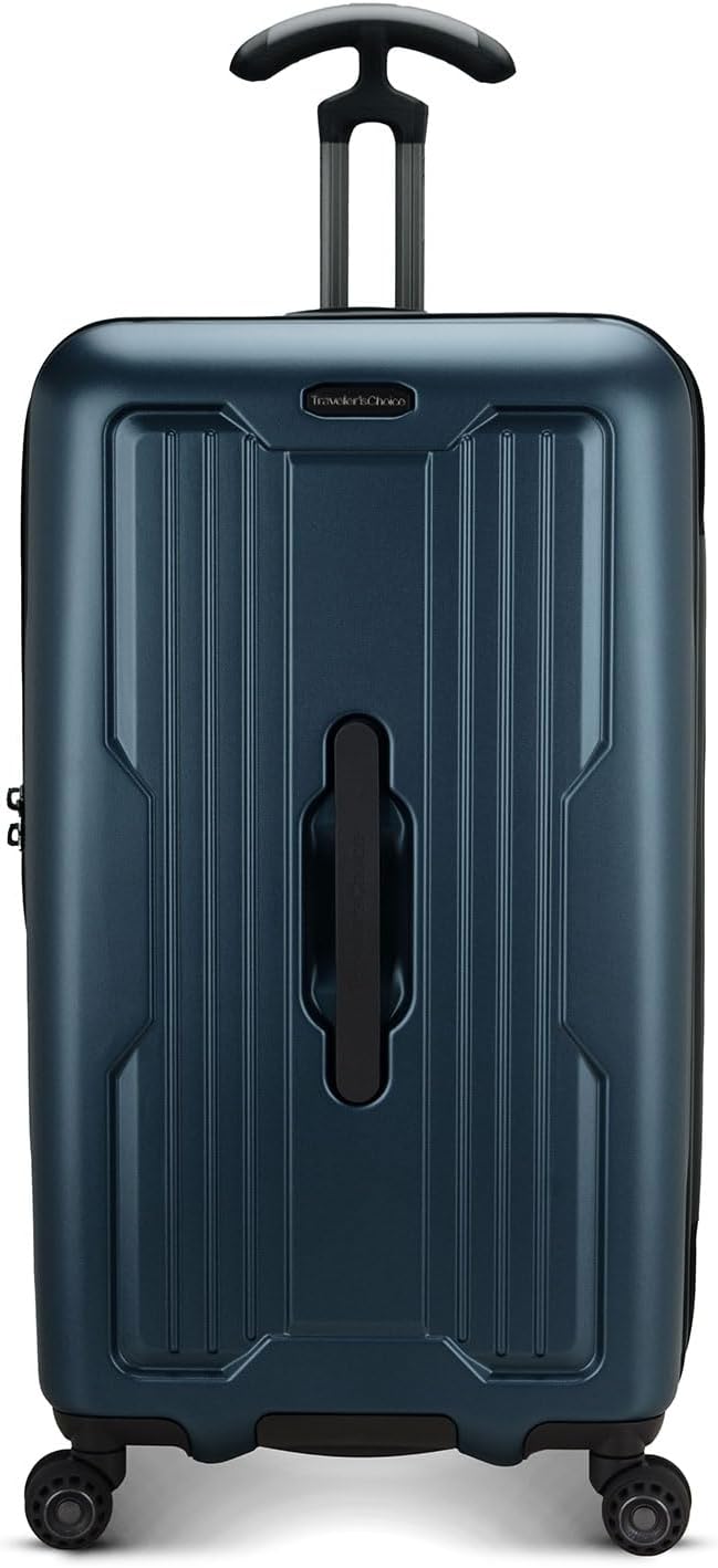 Traveler's Choice Ultimax II Polycarbonate Hardside Luggage with Spinner Wheels, Matte Navy, 28-Inch Medium Trunk