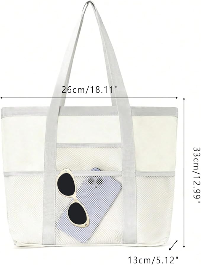 Mesh tote bag, suitable for daily travel, shopping, weekend trips, beach bags, fitness bags