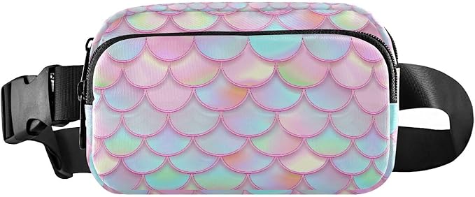 Colorful Mermaid Scale Fanny Pack for Women Men Water Resistant Fashion Waist Packs with Adjustable Strap Belt Bag for Travel Workout Jogging Hiking 21219393