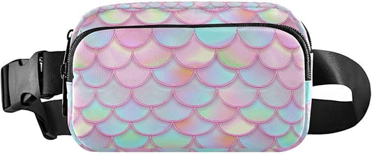 Colorful Mermaid Scale Fanny Pack for Women Men Water Resistant Fashion Waist Packs with Adjustable Strap Belt Bag for Travel Workout Jogging Hiking 21219393