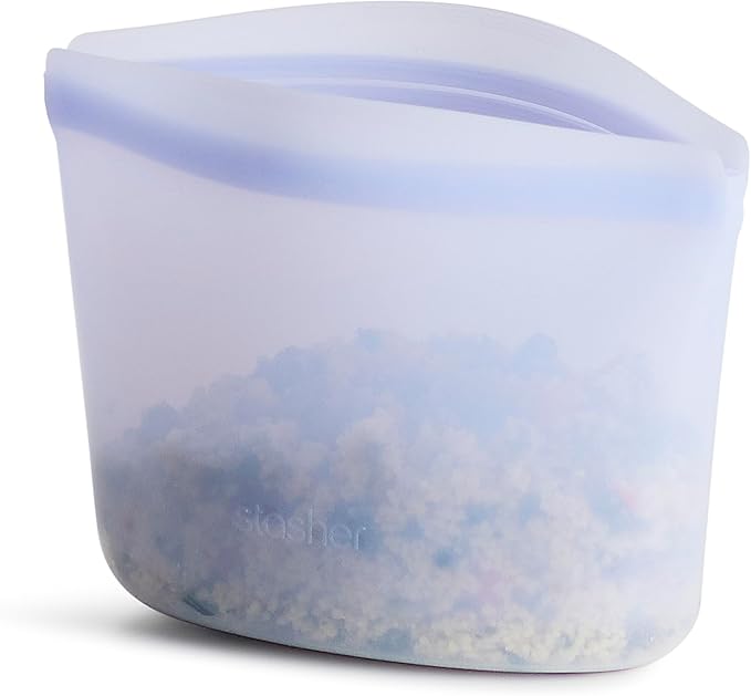 Stasher Silicone Reusable Storage Bag, 2-Cup Bowl, Reusable Freezer Bag, Microwave, Dishwasher, Oven Safe, Sous Vide, Lunch Containers, Eco Friendly, Food Storage Bags, Snack Bags, 16 oz, Lavender | Reusable Food Bag