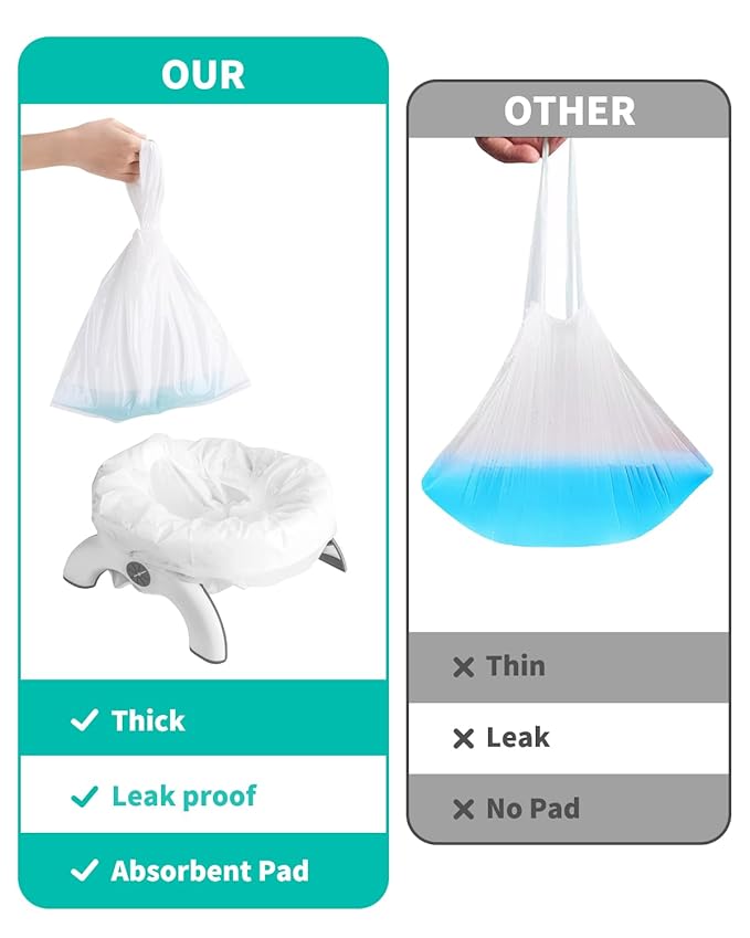 Newnice 60 Packs Disposable Potty Liners with 200ML Absorbent Pads, Portable Travel Potty Bags Compatible with OXO Tot 2-in-1 Go Potty, Potty Training Liners Fit Most Potty Chairs for Kids, Toddlers