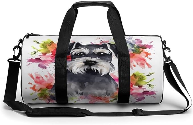 Sports Gym Bag for Women Men Travel Duffel Bag Tote Weekender Bag Schnauzer Carry on Overnight Bag for Travel Swimming Fitness Workout Sports Duffle Bag