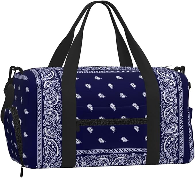 Bandana True Blue Women'S Gym Duffle Bag With Shoes Compartment, Ideal For Travel, Gym, Sports, Duffel, Weekender