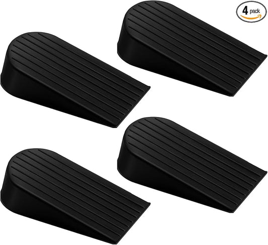 4 Pack Black Extra Large Door Stopper, High 1.9 inches Big, Prevents Door Gaps & Lock-Outs, Heavy Duty, Sturdy Rubber Stop Wedge