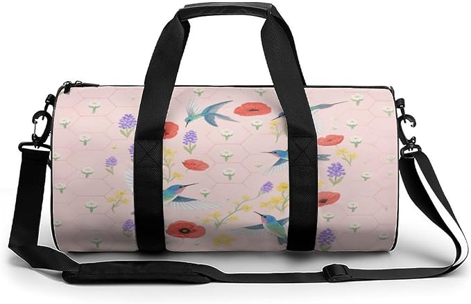 Sports Gym Bag for Women Men Travel Duffel Bag Tote Weekender Bag Hummingbird Bush Carry on Overnight Bag for Travel Swimming Fitness Workout Sports Duffle Bag