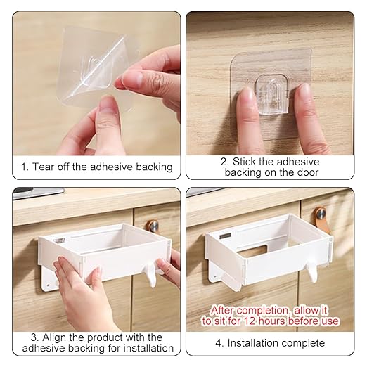 MiOYOOW Foldable Trash Bag Holder, Hanging Waste Garbage Can Rack Magnetic Closure Waste Bag Hanger Racks with Fixing Snap for Kitchen Cabinets Doors