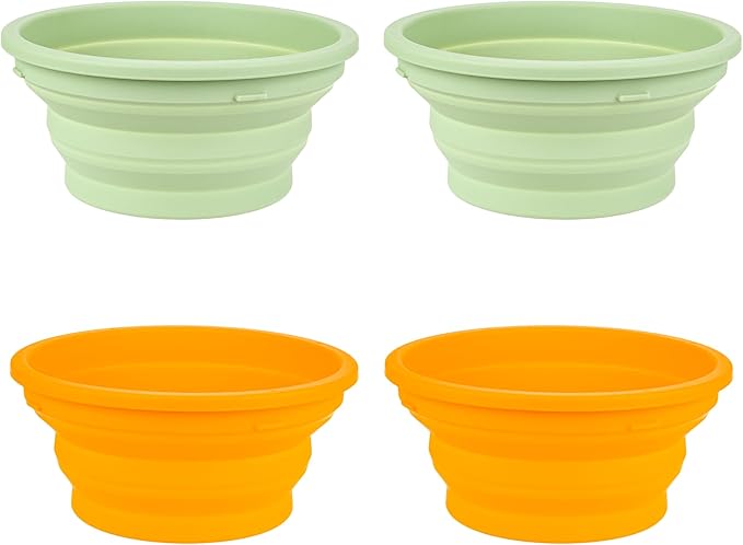 Downtown Pet Supply Replacement Dog Bowls, 4-Pack (5 Cup / 40 Ounce) for Elevated Feeders - Collapsible Silicone, Lightweight for Travel - Dishwasher Safe