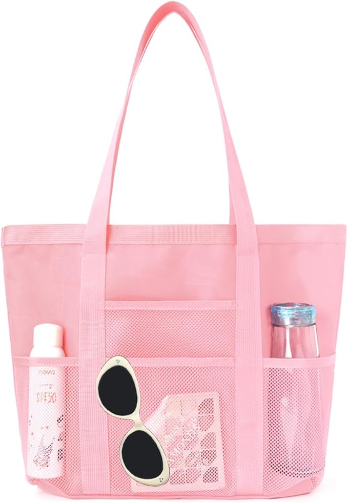 Mesh tote bag, suitable for daily travel, shopping, weekend trips, beach bags, fitness bags