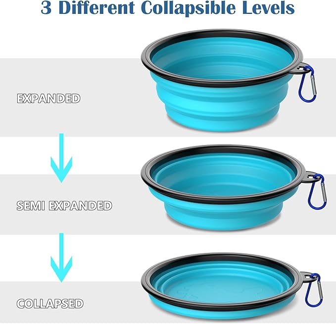 Takfox Collapsible Dog Bowls [2 Pack] 34 oz, Travel Dog Bowls, Pet Bowl Portable Foldable Water Food Feeding Dishes with Carabiner Clip for Traveling Hiking Walking-Black & Green